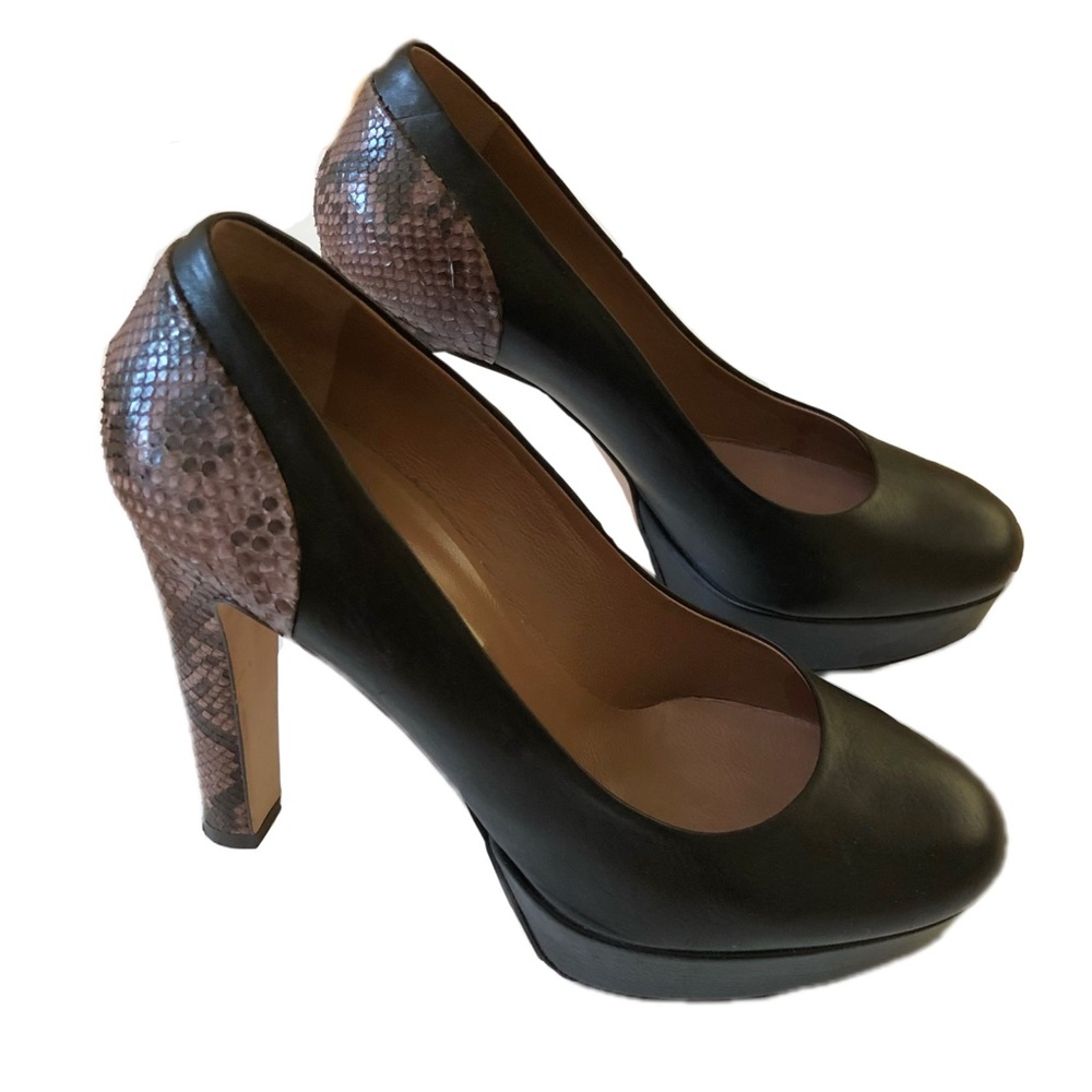 Gorgeous Italian L’autre Chose black high heels snake detail made in Italy 7.5